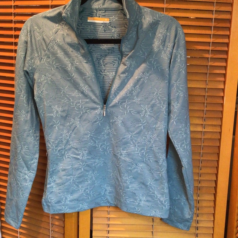 Lucy Women's teal Quarter-Zip Long Sleeve Top